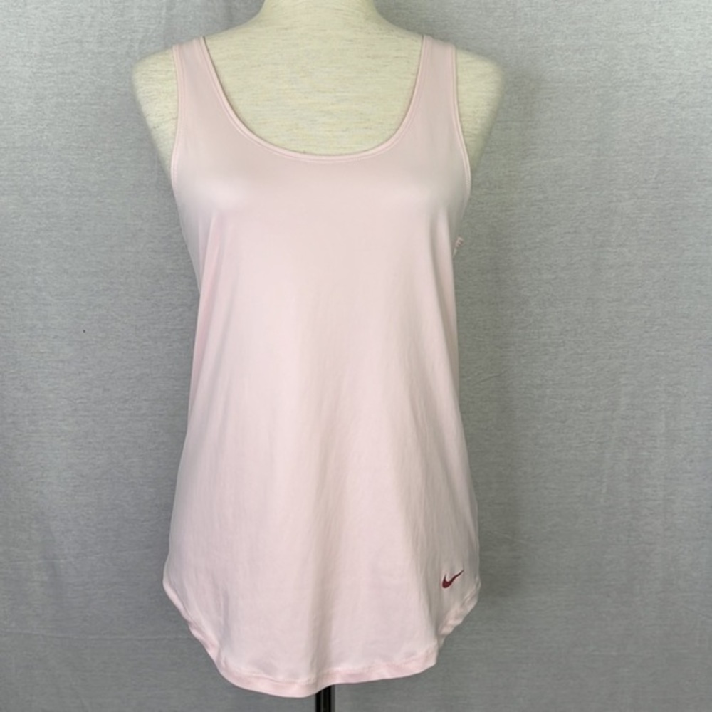 NIKE Woman’s Dri Fit Light Weight Light Pink Open Back Logo Straps Sz S